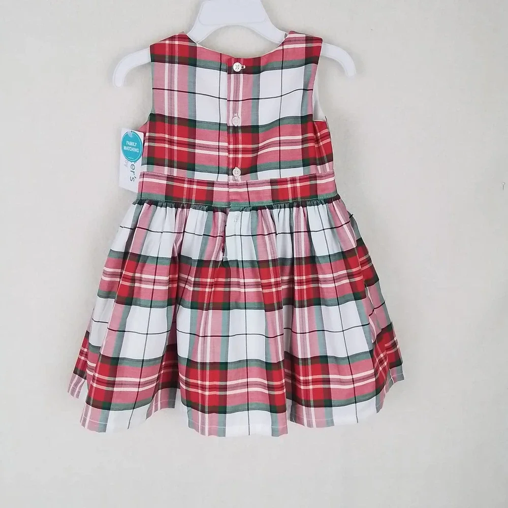 Carter's Baby Sleeveless Cotton Midi Dress Size‎ 18m Red White Green Plaid